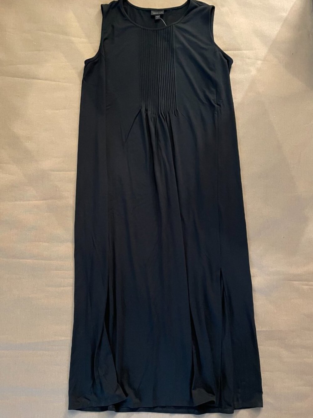 J. Jill Dress NWT Sz 2X Black Maxi Bodice Pin Tucks Rayon Packable Travel Summer